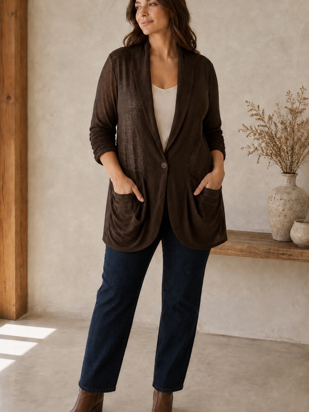 Espresso Brown Open-Front Sweater